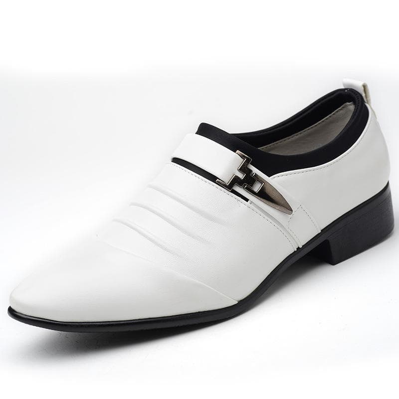 New Casual Shoes Men's Set of Feet Business Formal Leather Shoes Large Size Trendy Men's Shoes 39 white