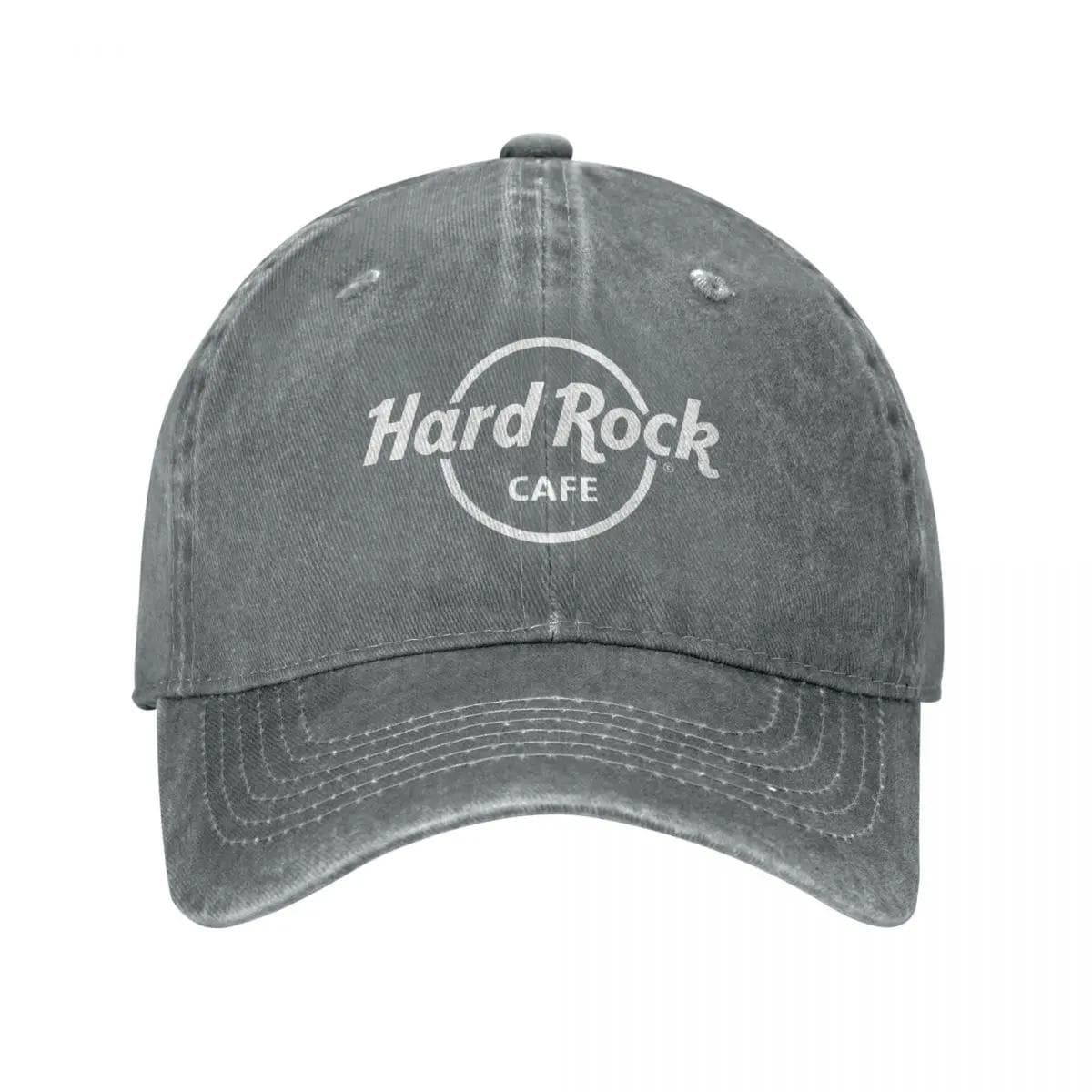 Hard Rock Logo Cafes Baseball Cap Vintage Distressed Denim Washed Restaurant Bar Cap Men Women Outdoor All Hat Adjustable gray