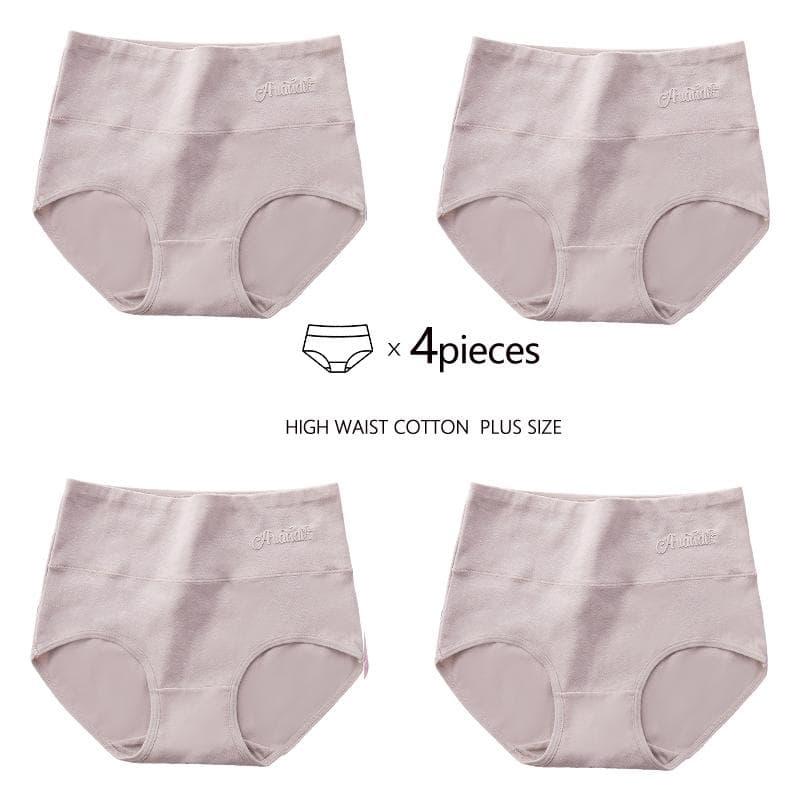 Plus Size M-5XL 4Pcs High Waist Cotton Panties Women Body Shaper Underwear Soft Print Girls Briefs Sexy Female Lingerie 4XL