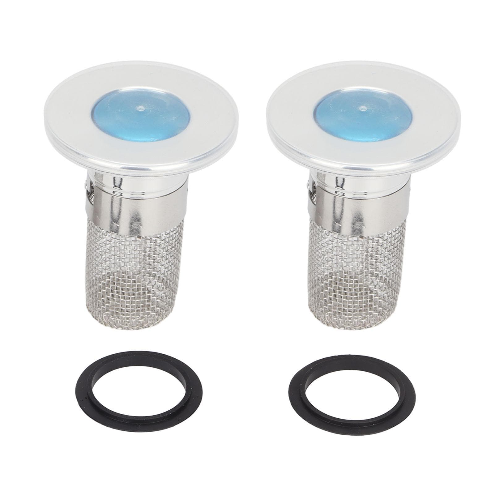2Pcs Stainless Steel Floor Drain Filter Popup Design Bathroom Sink Stopper Hair Catcher with Rubber
