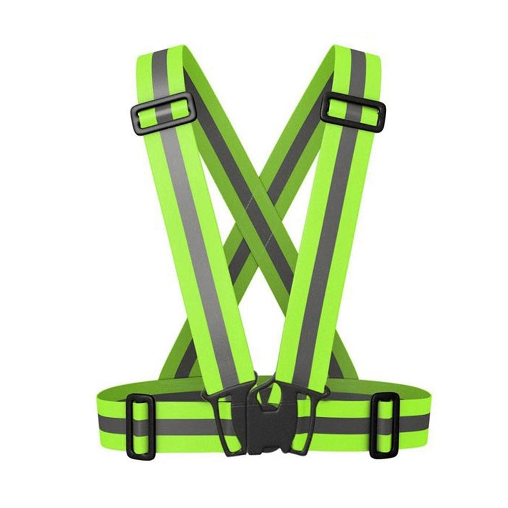 High Visibility Elastic Reflective Vest Belt Fluorescent Green Safety Strap for Night Running fluorescent green