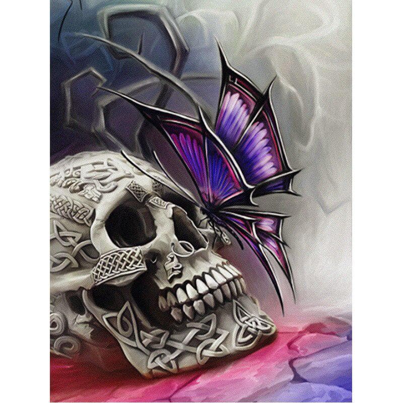 DIY Diamond Painting Cartoon Skull Full Round/Round Drill Diamond Embroidery Butterfly Cross Stitch 20X30CM
