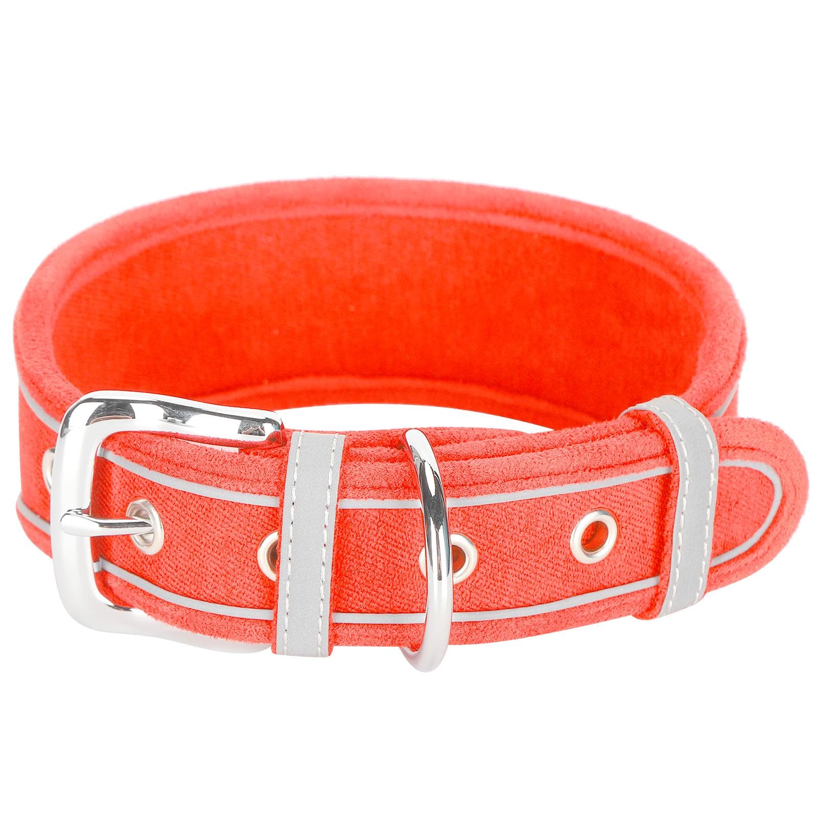 Dog Adjustable Collar Breathable Reflective Collars with D Ring for Medium Large DogsDark Blue M pink