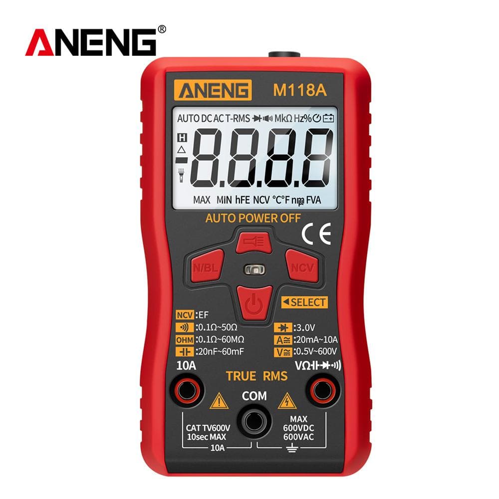 ANENG M118A Auto Ranging Digital Multimeter High-Accuracy TRMS 6000 Counts Voltage Current Ohm red