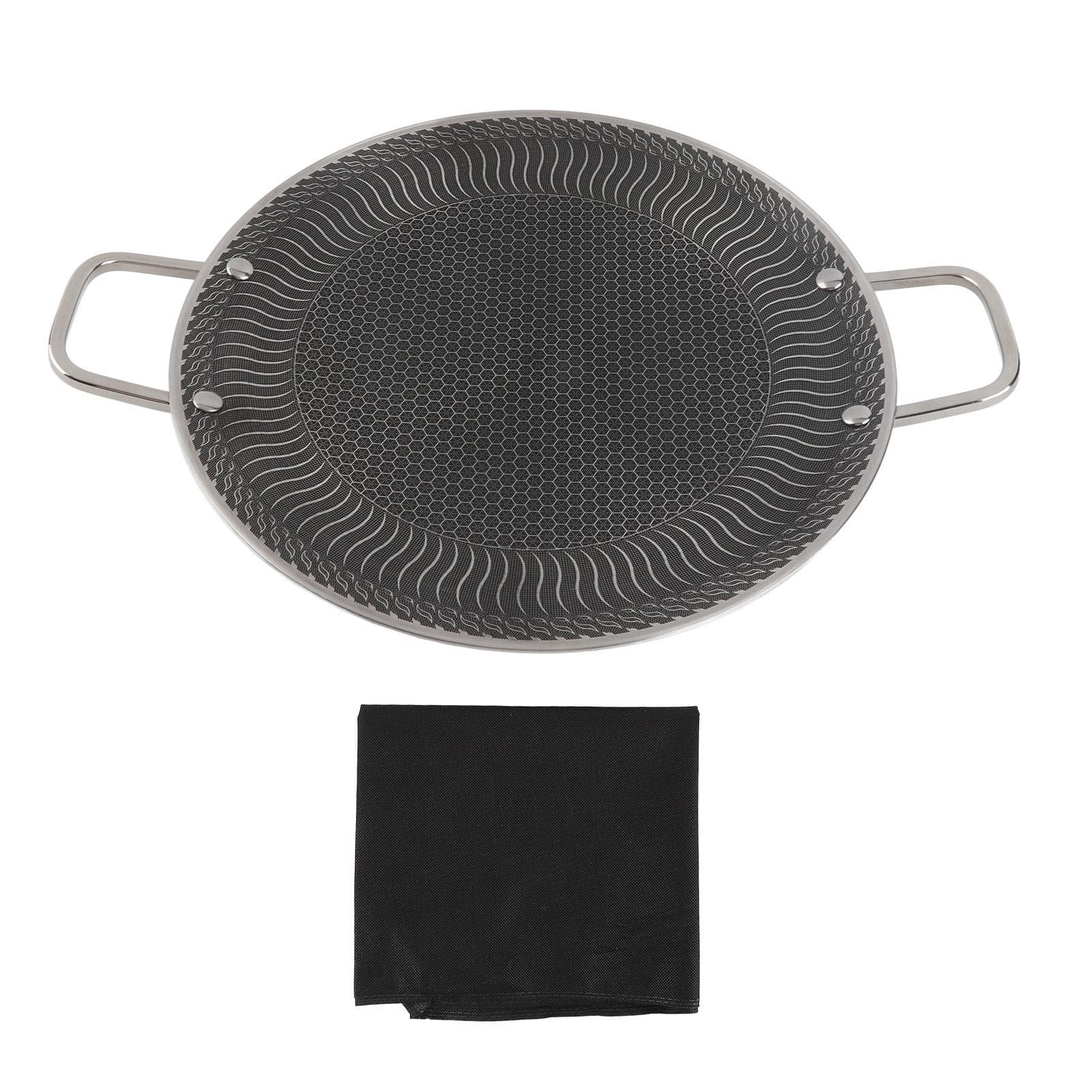 Korean Traditional BBQ Grill Pan Round Stainless Steel with Non Stick Coating for Home Indoor 34cm / 13.4in