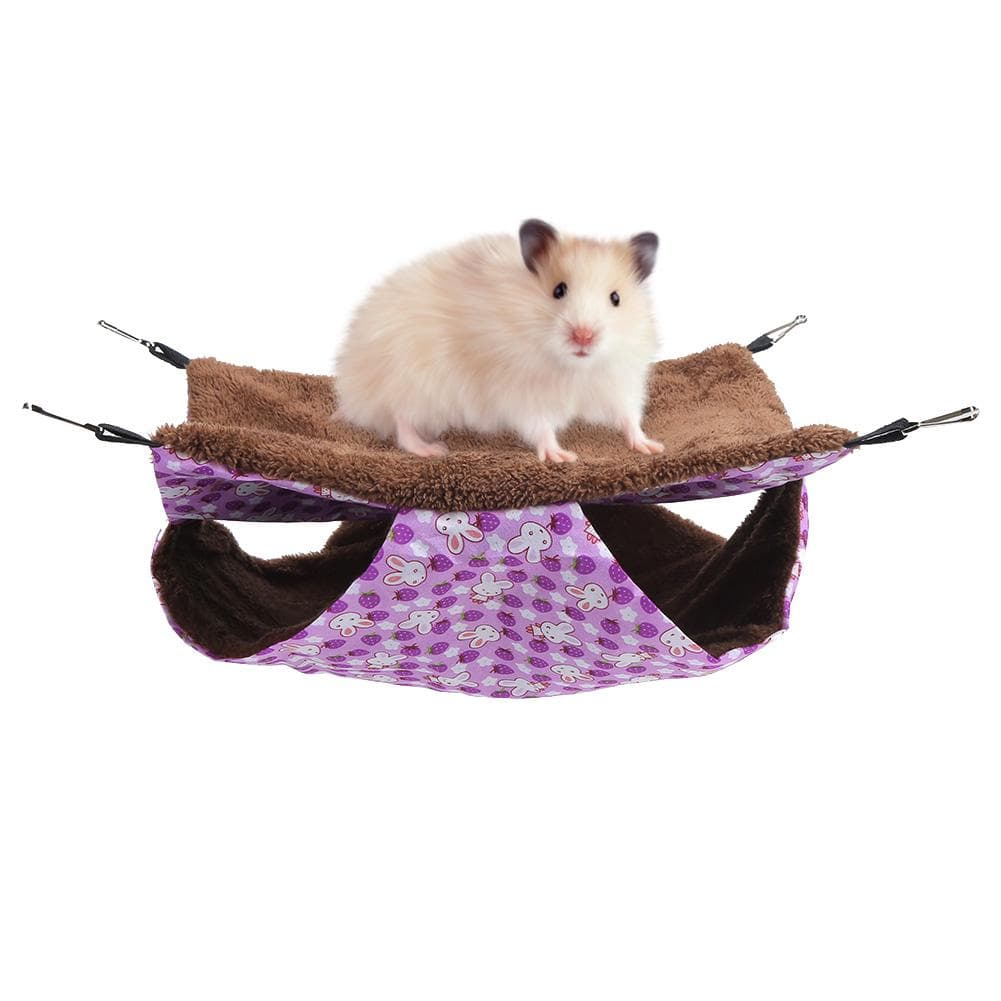Purple Rabbit Double Layer Interlayer Warm Hammock Hanging Bed House Sleeping Bag for Squirrel Small Size