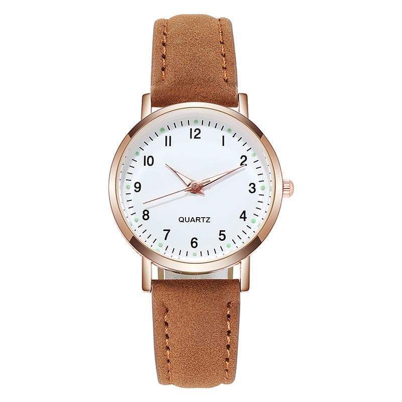 Fashion Ladies Luxury Leather Strap Analog Quartz Watch Luminous Ladies Watch brown