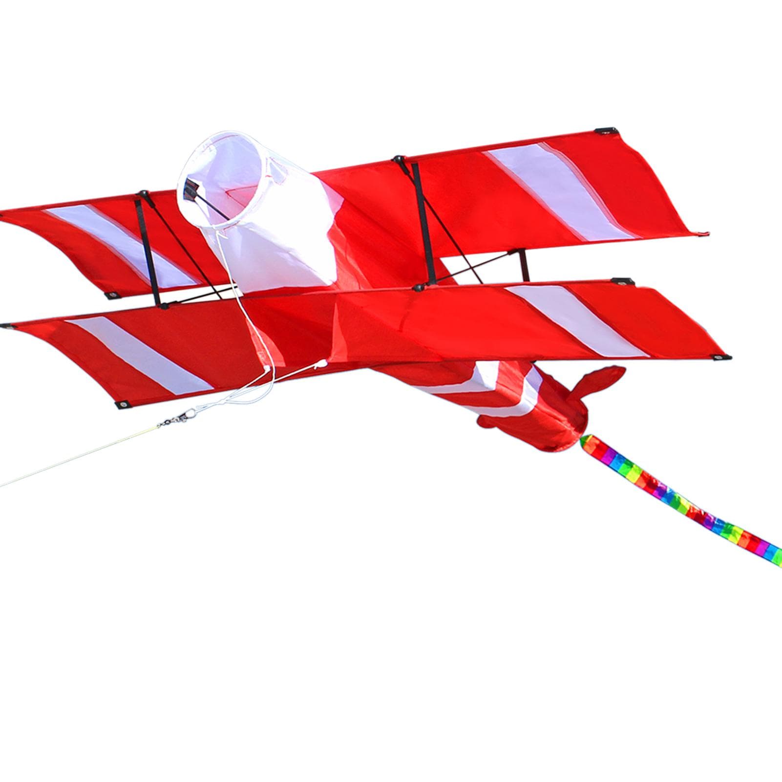 3D Kite Airplane Kite Huge Bi-Plane Kite Giant Flying Kite Super Size Polyester 3D Airplane Kite red