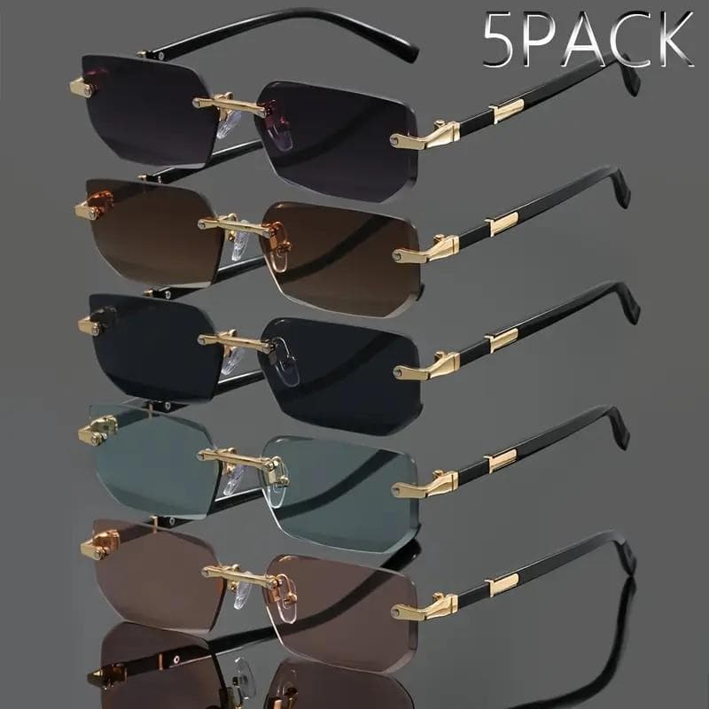 5pcs Metal Fashion Glasses Frameless Square Retro Classic Trendy Stylish Summer Party Holiday Gifts 2333