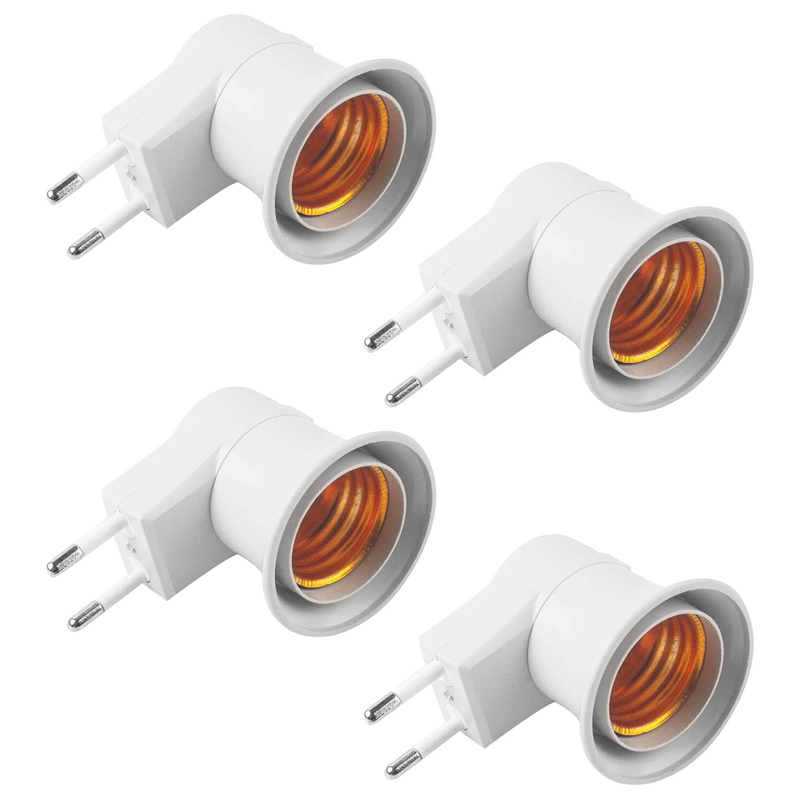 2PCS EU Plug to E27 Adapter LEDs Light B-ulb Converter Socket Holder with ON/OFF Button Switch 4pcs
