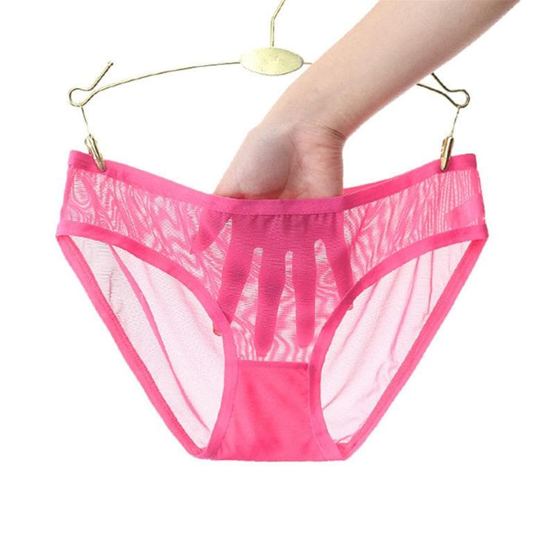 Women's Low-Waist Seamless See Through Mesh Briefs Sheer Panties Knickers Underwear Transparent XL