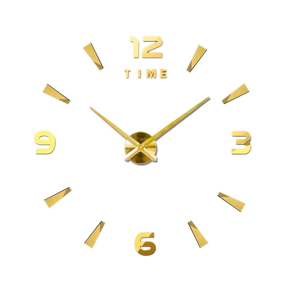 Horloge murale bricolage horloge murale miroir 3D sans cadre grand muet Golden&EA015