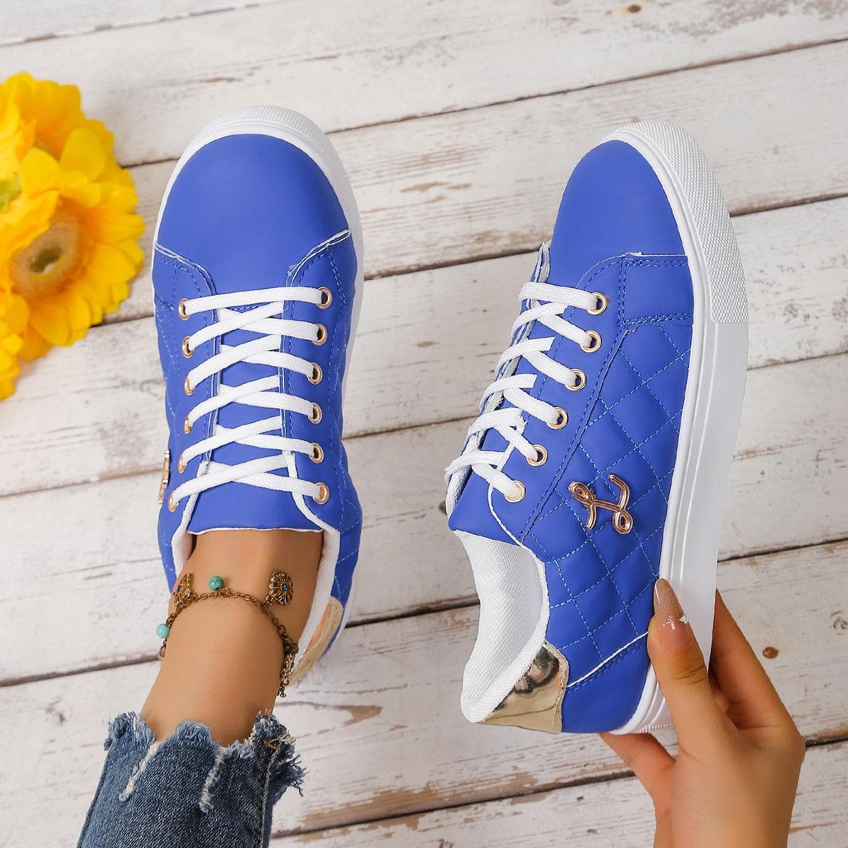 Women Sneakers 2025 Summer Fashion Breathable Shoes Woman Soft Sole Walking Sneakers Casual Women Sneaker White Sneakers Women 42 blue