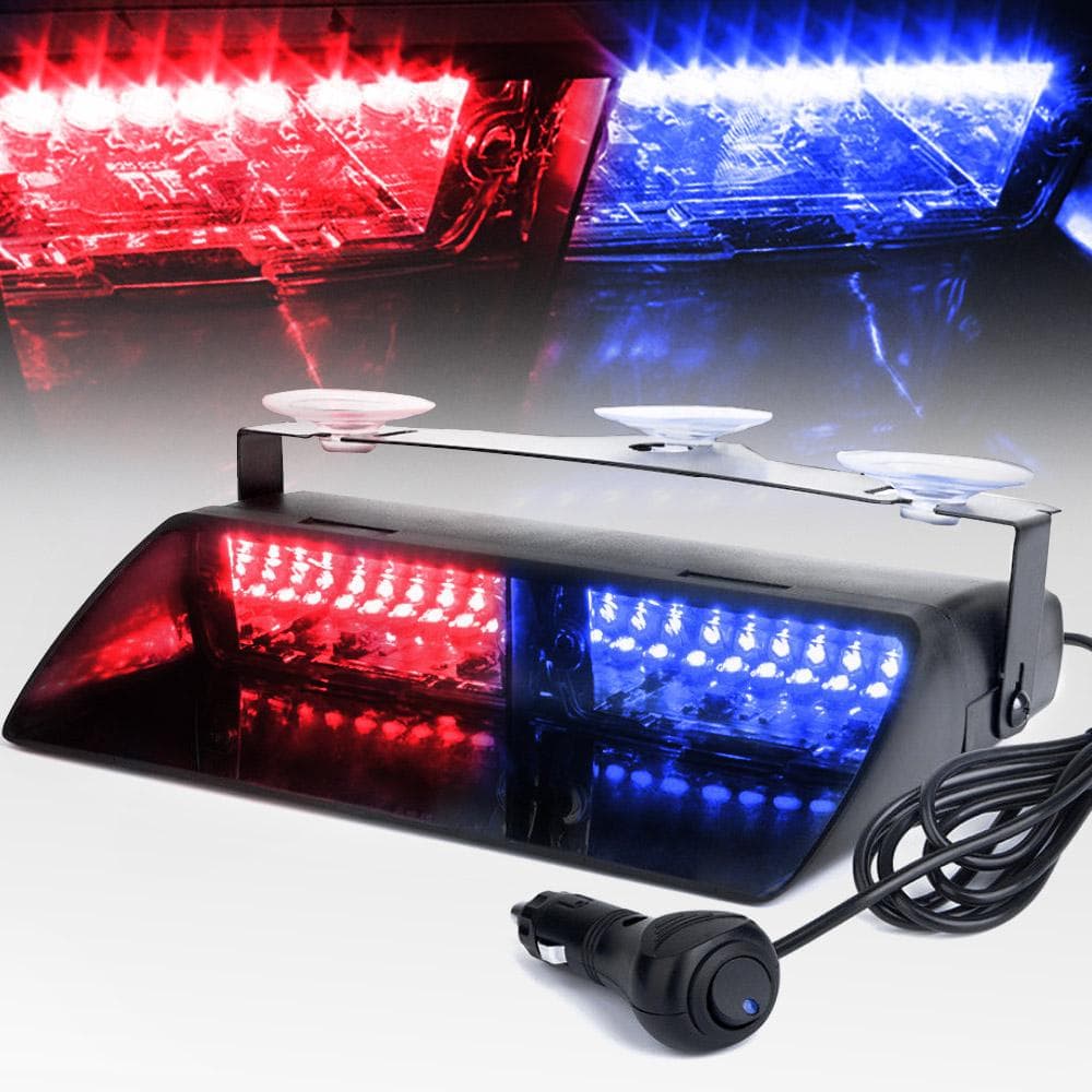 Car 16 LEDs 18 Flashing Modes Car Truck Emergency Flash Warning Light Dash Strobe Light red/blue