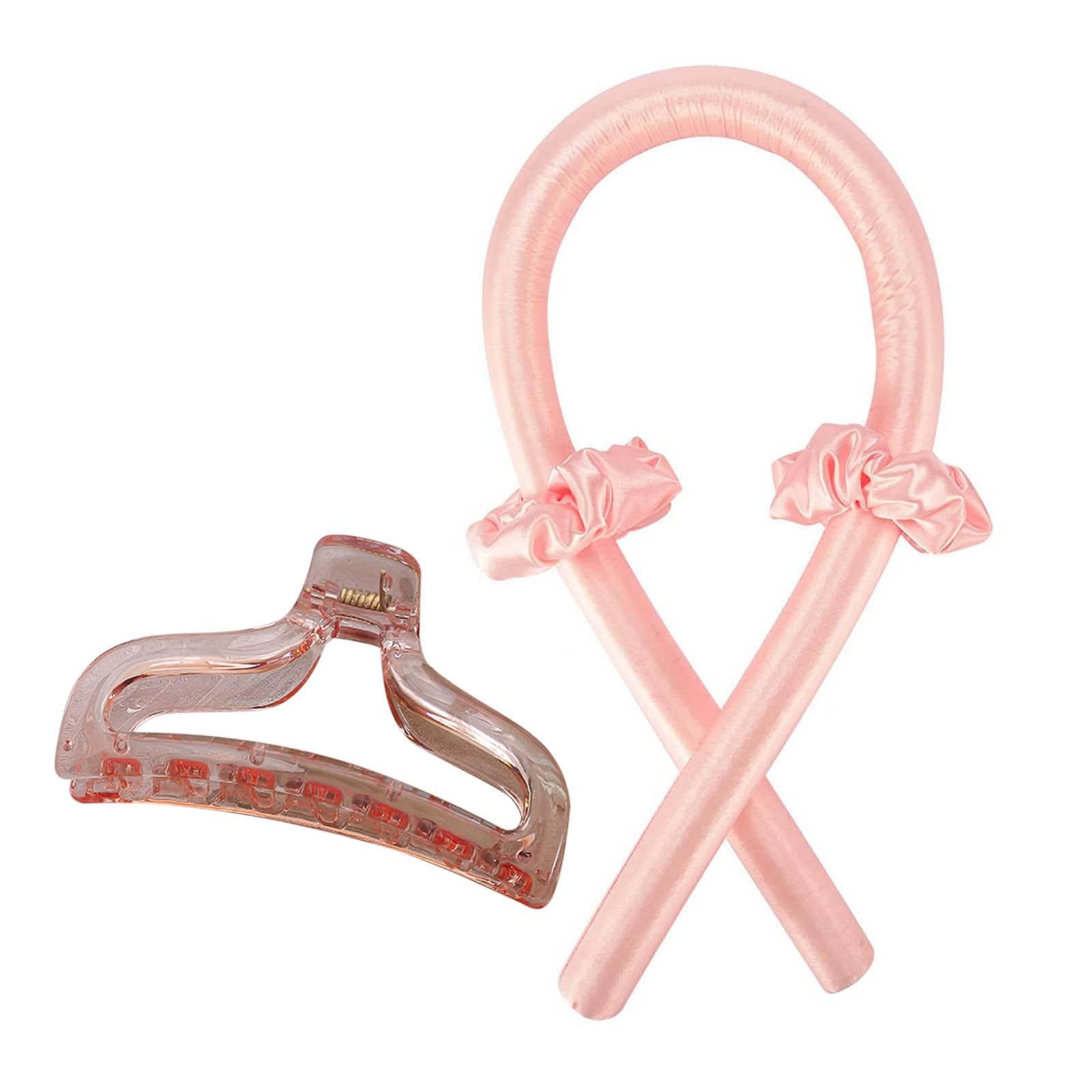 Hair Curlers Set for Long Hair Overnight Curlers No Heat Including Curler Hair Ties Hair Clip pink