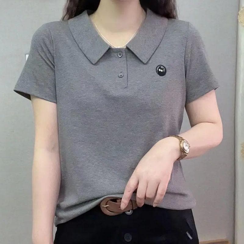 Summer Mother Wears A New Short-sleeved T-shirt for Women's Summer Casual Tops Fashionable Age-reducing Slimming Base Shirt 5XL grey