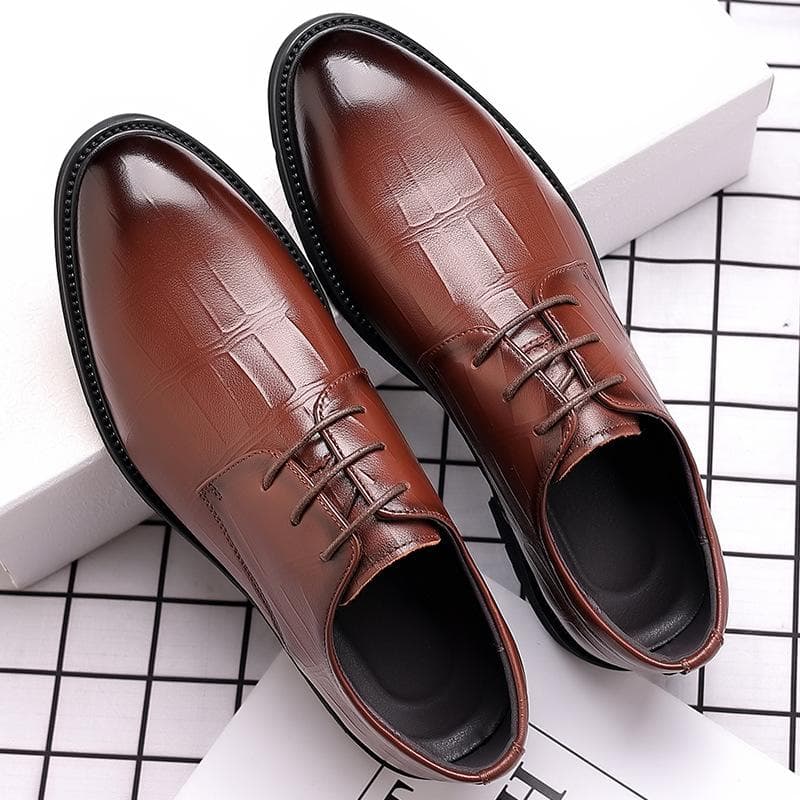 Leather Shoes Men's New Business Formal Wear Casual Autumn Breathable Men's British Korean Style Pointed Groom Wedding Shoes 45 brown