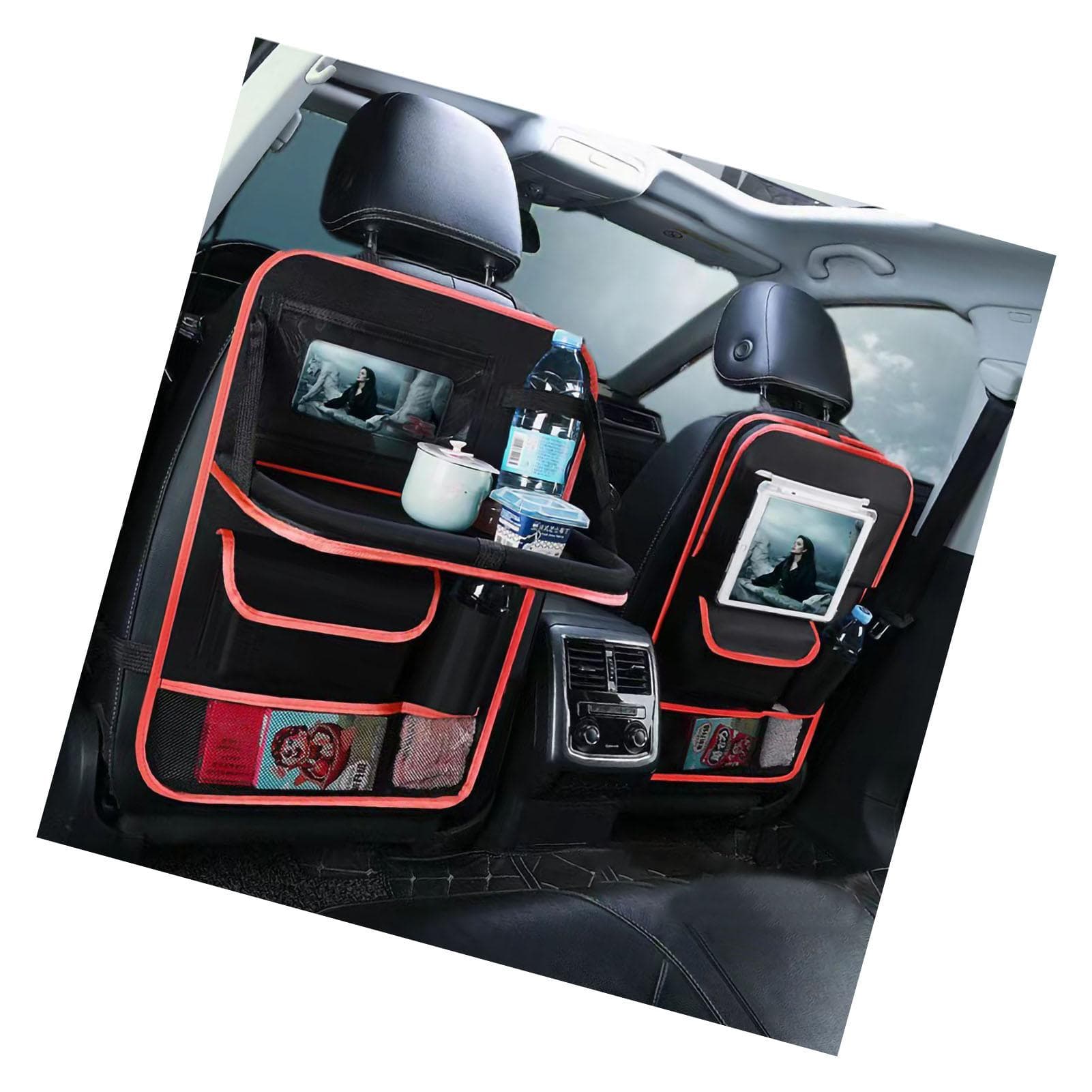 Car Seat Back Storage Bag Hanging Oxford Fabric Large Space with Touch Screen Transparent