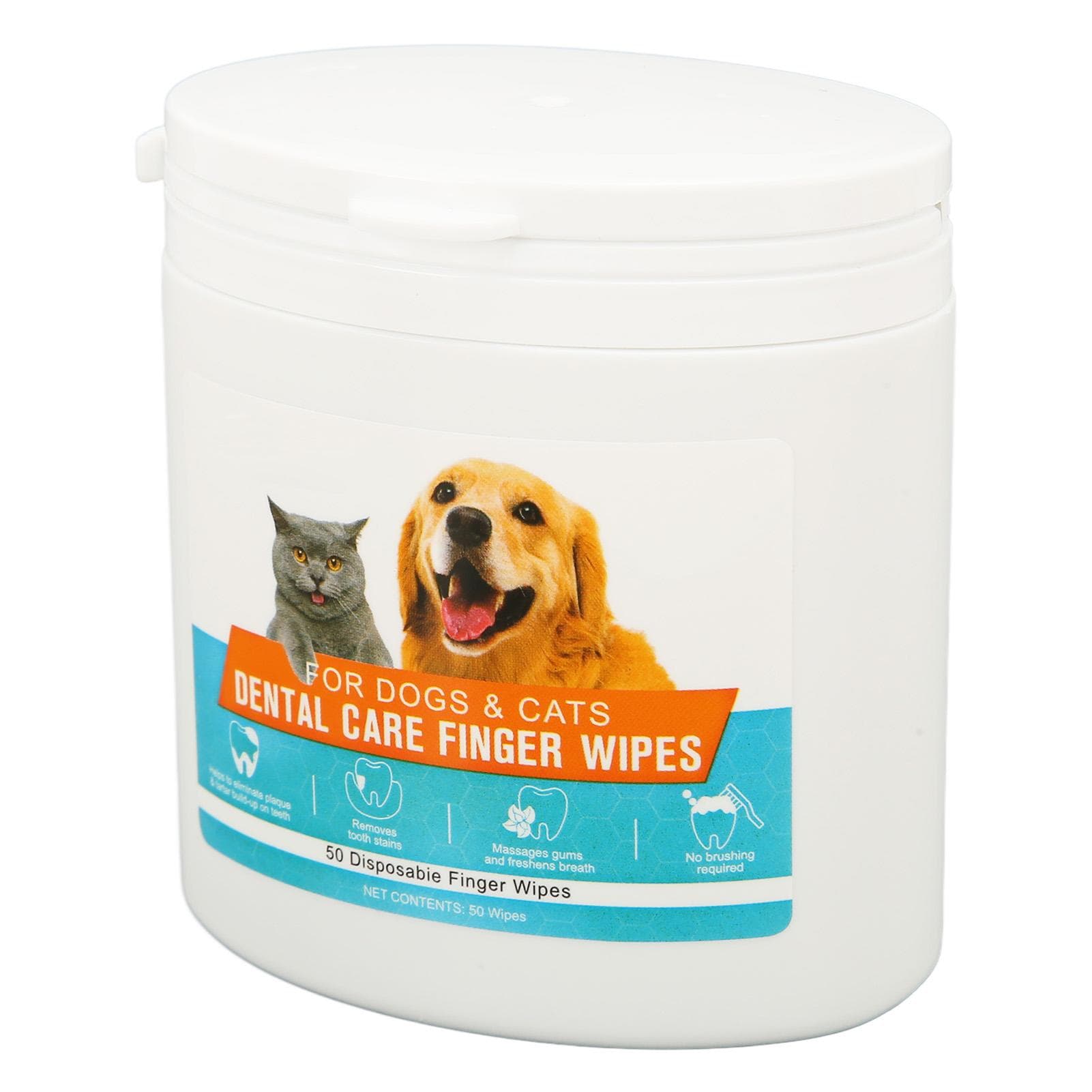 50pcs Dental Care Finger Wipes Reduces Plaque Freshens Breath Teeth Cleaning Finger Wipes for Dogs