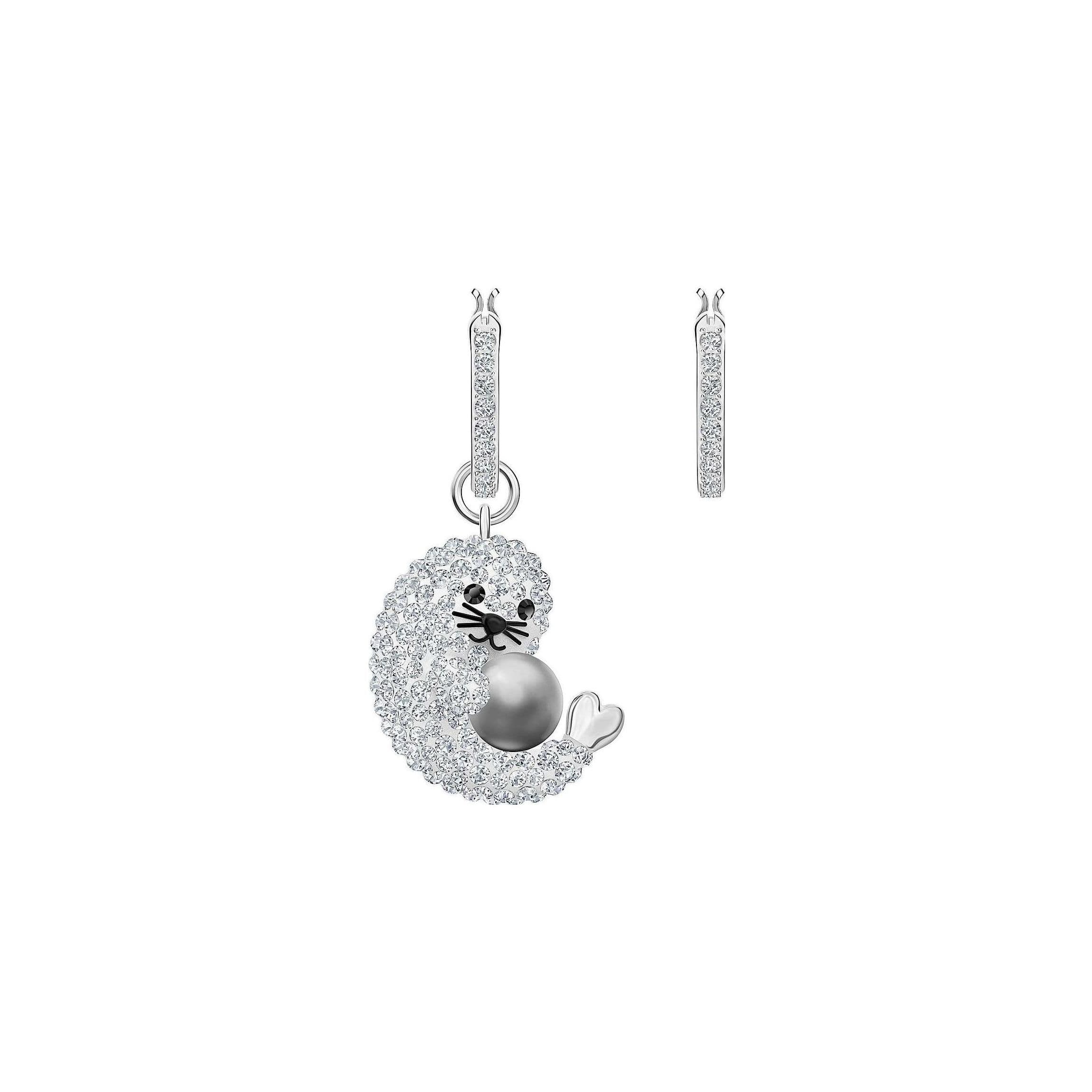 Swarovski Polar Cute Minimalist Seal Asymmetrical Versatile Earrings Women earrings 5491550 Silver,F