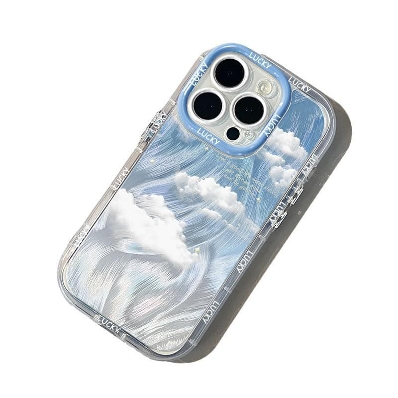 Blue Sky and White Clouds Suitable for Apple 15 Cream Feather Yarn Simple Mobile Phone Case Iphone13 Apple 11/16promax Apple 16PROMAX
