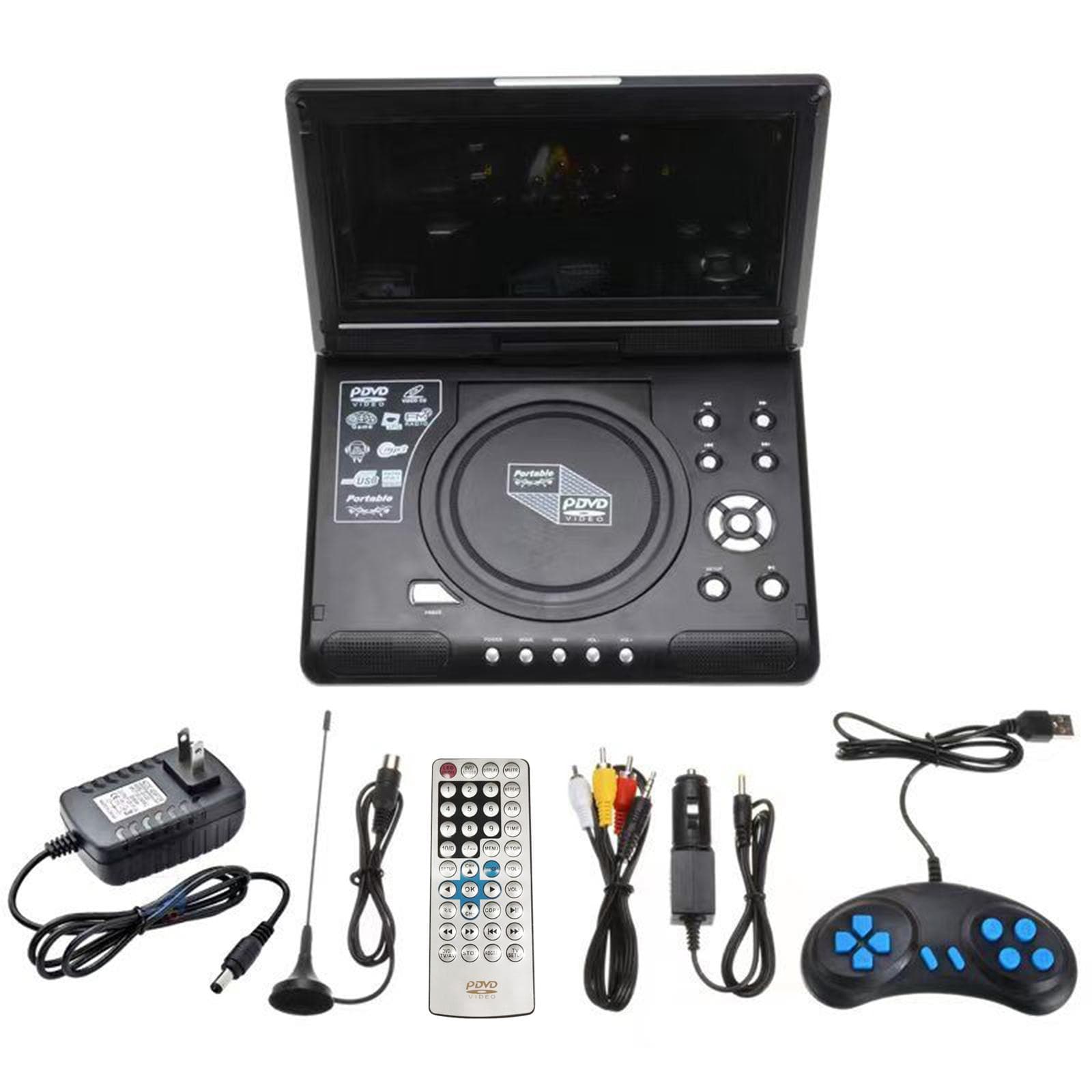 9.8 Inch 16:9 Widescreen 270 degrees Rotatable LCD Screen Home Car TV DVD Player Portable VCD Compact Disc US Plug black