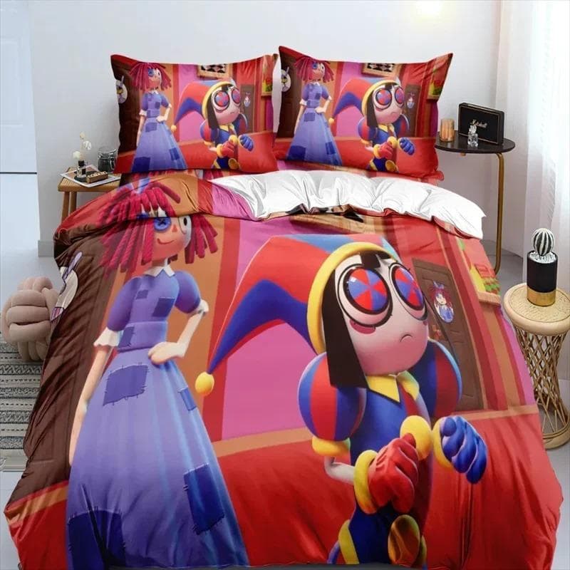 THE AMAZING DIGITAL CIRCUS Cartoon Bedding Set Double Twin King Duvet Cover Comforter Pillowcase Boys Girls Adults Bedroom 228x228cm 3pcs