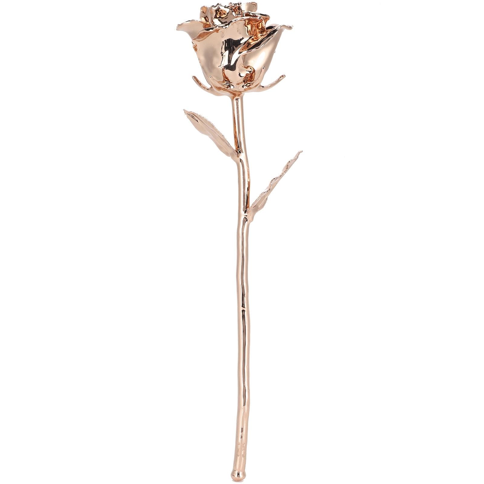Long Stem Rose Gifts Dipped 24K Real Artificial Flower with Leaf Craft CollectionRose Gold rose gold