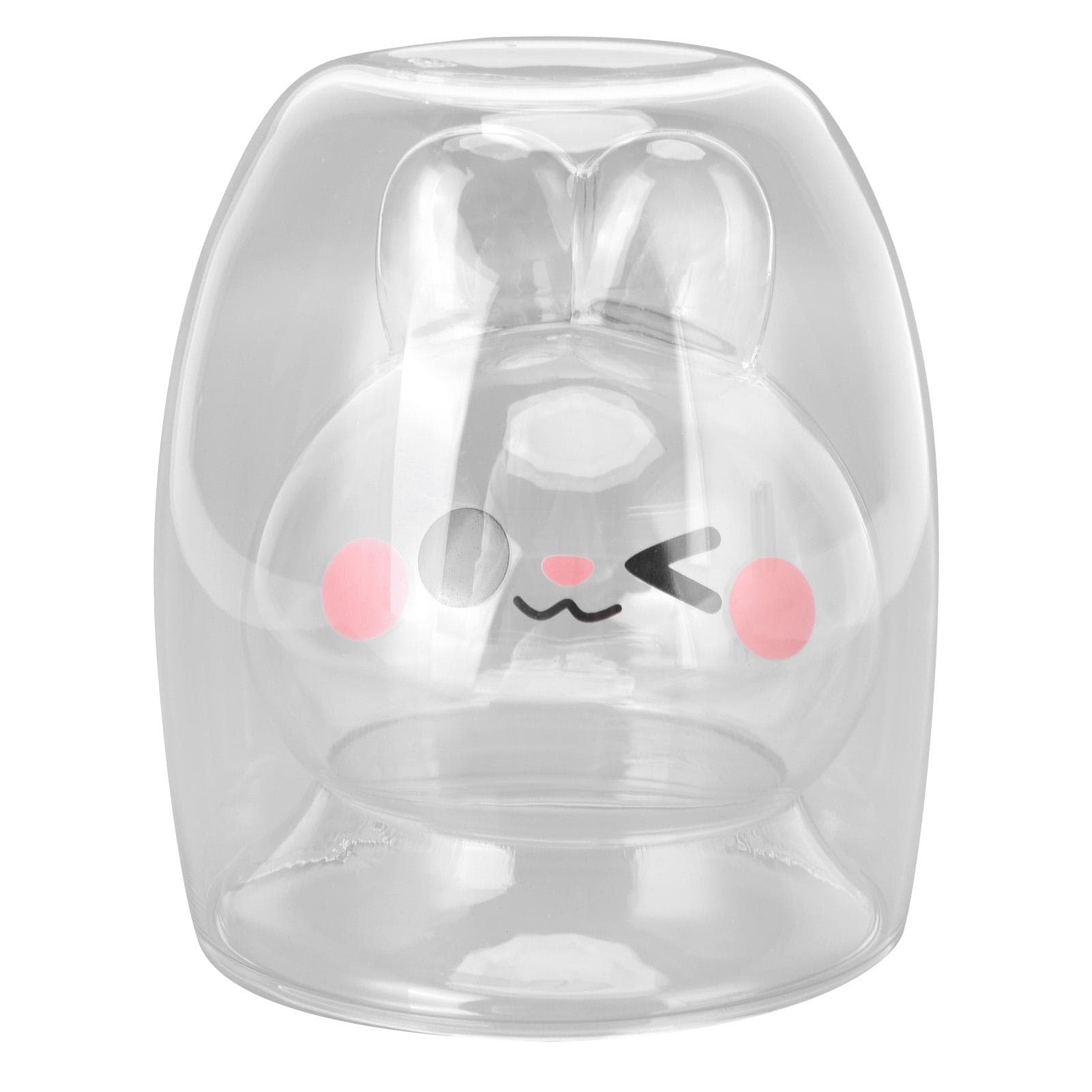Double Wall Glass Rabbit Design 300ml Milk Coffee Tea Cup for Microwave Oven DishwasherTransparent L