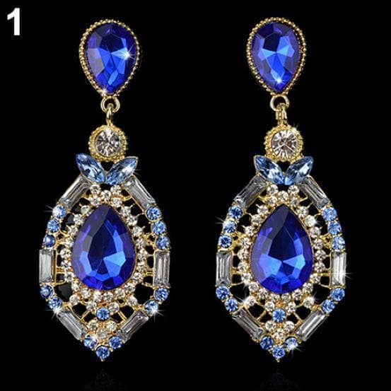 Women's Luxury Elegant Teardrop Shape Rhinestone Big Drop Dangle Earrings Gift