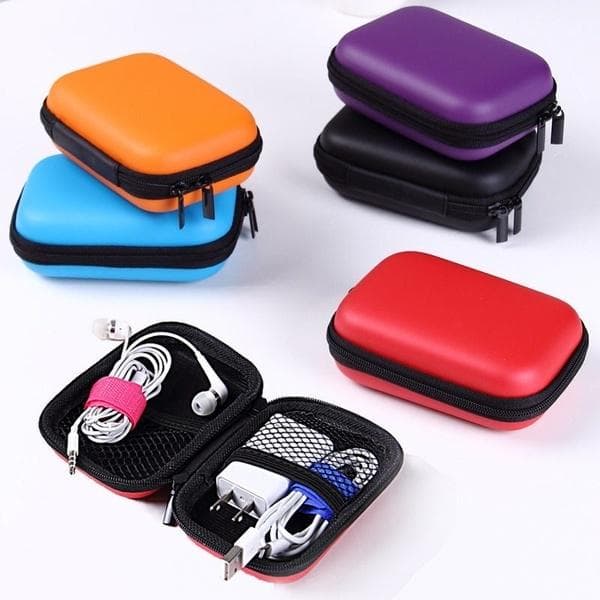 Earphone Pocket Headphone Earbud Carry Storage Bag Charger Hard Holder Case sky blue