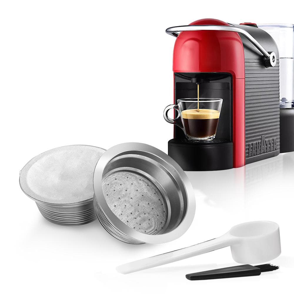 benfuchen Stainless Steel Reusable Refillable Coffee Capsules Compatible with LAVAZZA A MODO MIO Coffee Cup Filter with 60pcs Aluminum Foil silver