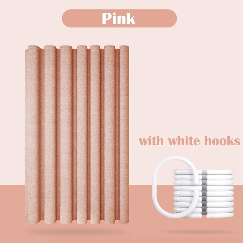 Luxury Thick Imitation Linen Shower Curtain Waterproof Bath Curtains For Bathroom Bathtub Large Bathing Cover with Metal Hooks W200xH220cm