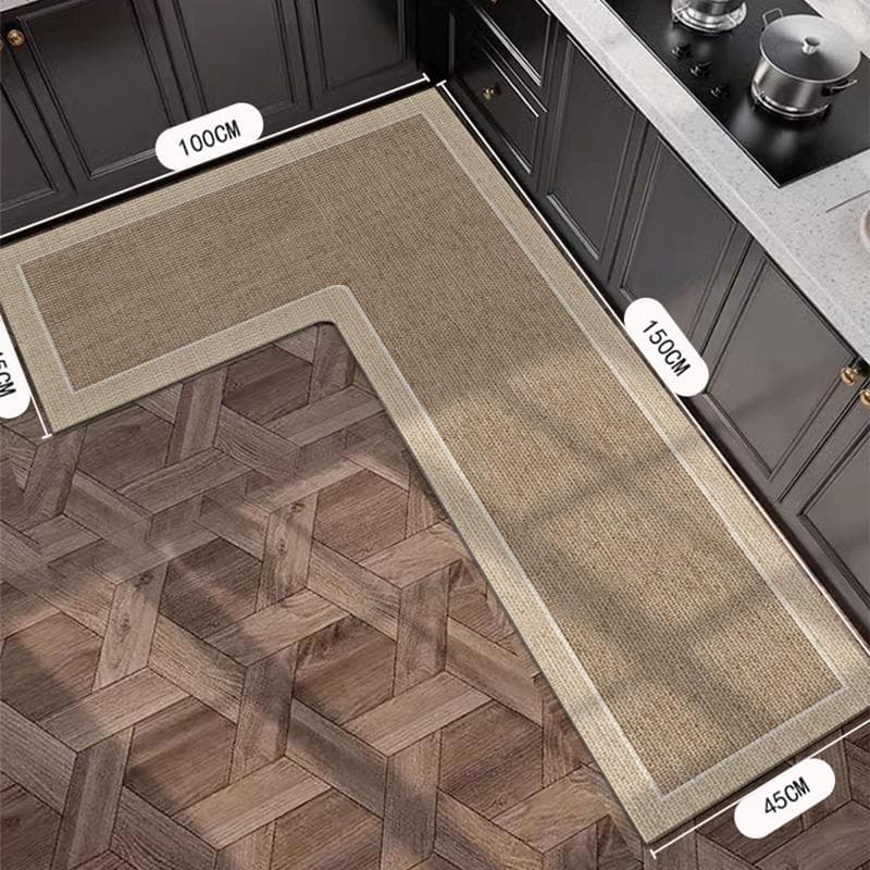 Kitchen Carpet L Shape Non-slip Floor Mat Diatom Mud Absorbent Mats Home Decoration Rug Oil Absorption Imitation Linen Carpets 100x150x50cm