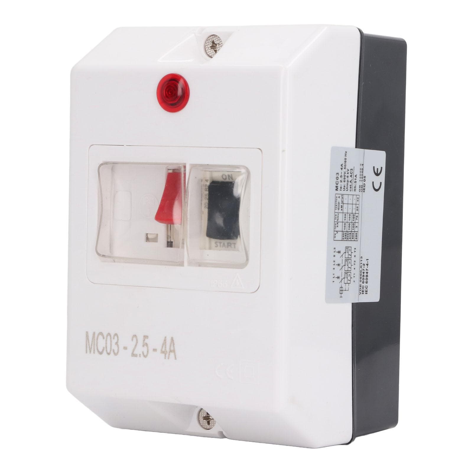 Motor Circuit Breaker IP55 Waterproof Motor Protector Switch with Signal Light 2.5?4A 230 240V 400