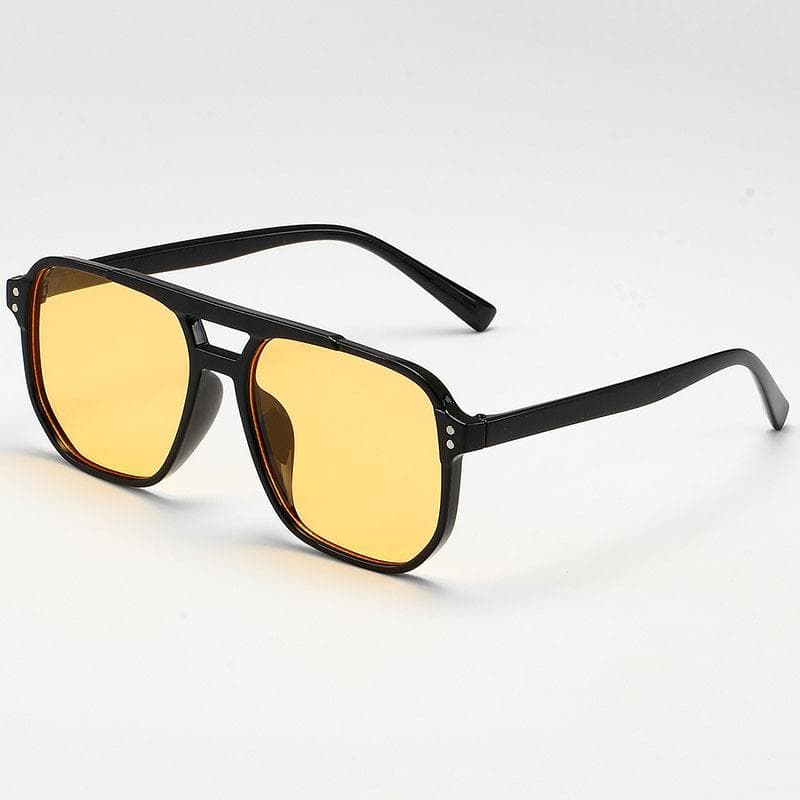 Retro Square Sunglasses Women Men Vintage Black Fashion Polygon Double Beam Eyeglasses Oculos De Sol