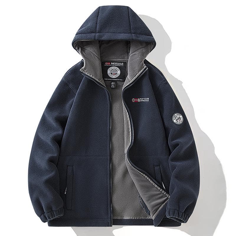 2024 New Large Men's Fleece Sports Jacket - Youthful Norwegian Hooded Sweatshirt for Couples 3XL dark blue