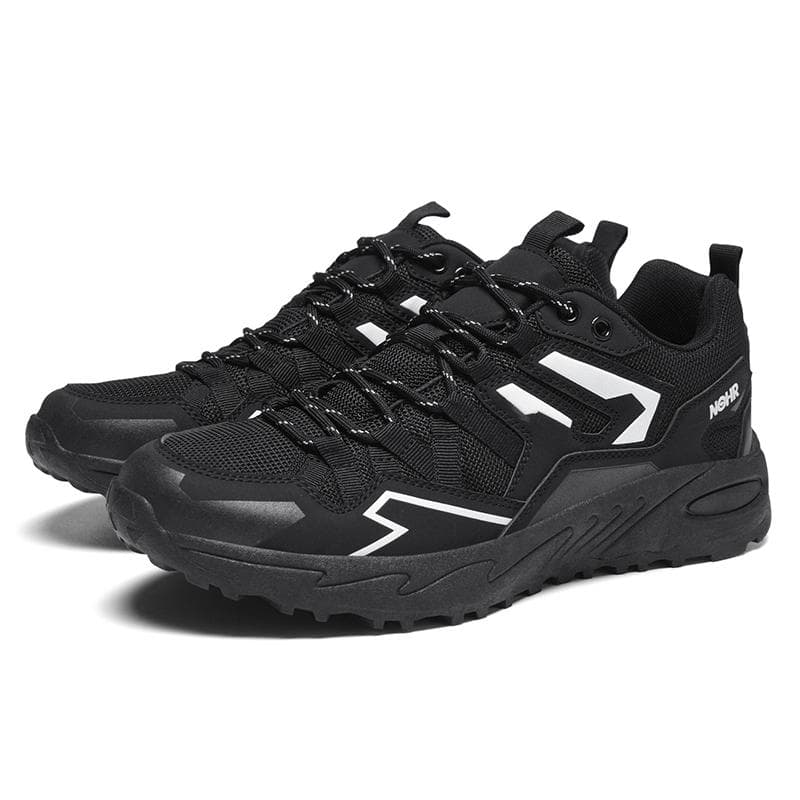 Climbing Shoes Men Leather Sneakers Fashion Breathable Anti Slip Hiking Shoes Outdoor Travel Running Casual Shoes Tactical Boots 39 black