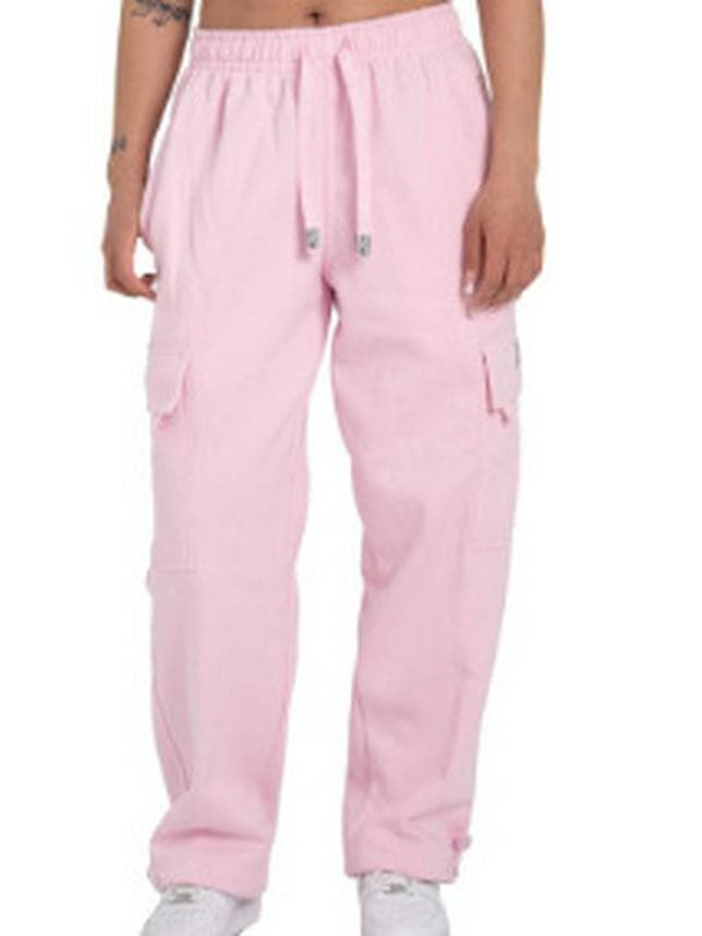 2024 Men's Multi-Pocket Sports Casual Drawstring Trousers with Cuffed Loose Fit Size M