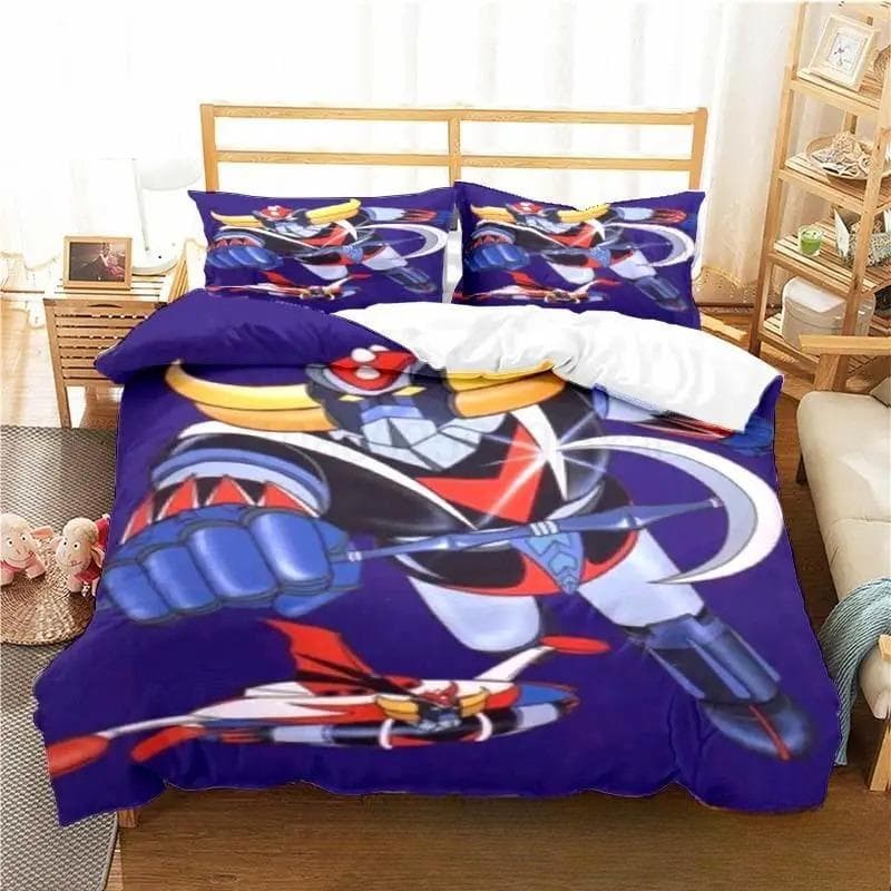 3D Print Goldorak Grendizer UFO Robot Bedding Set Double Twin King Duvet Cover Comforter Pillowcase Boys Girls Adults Bedroom 135x200cm 2pcs