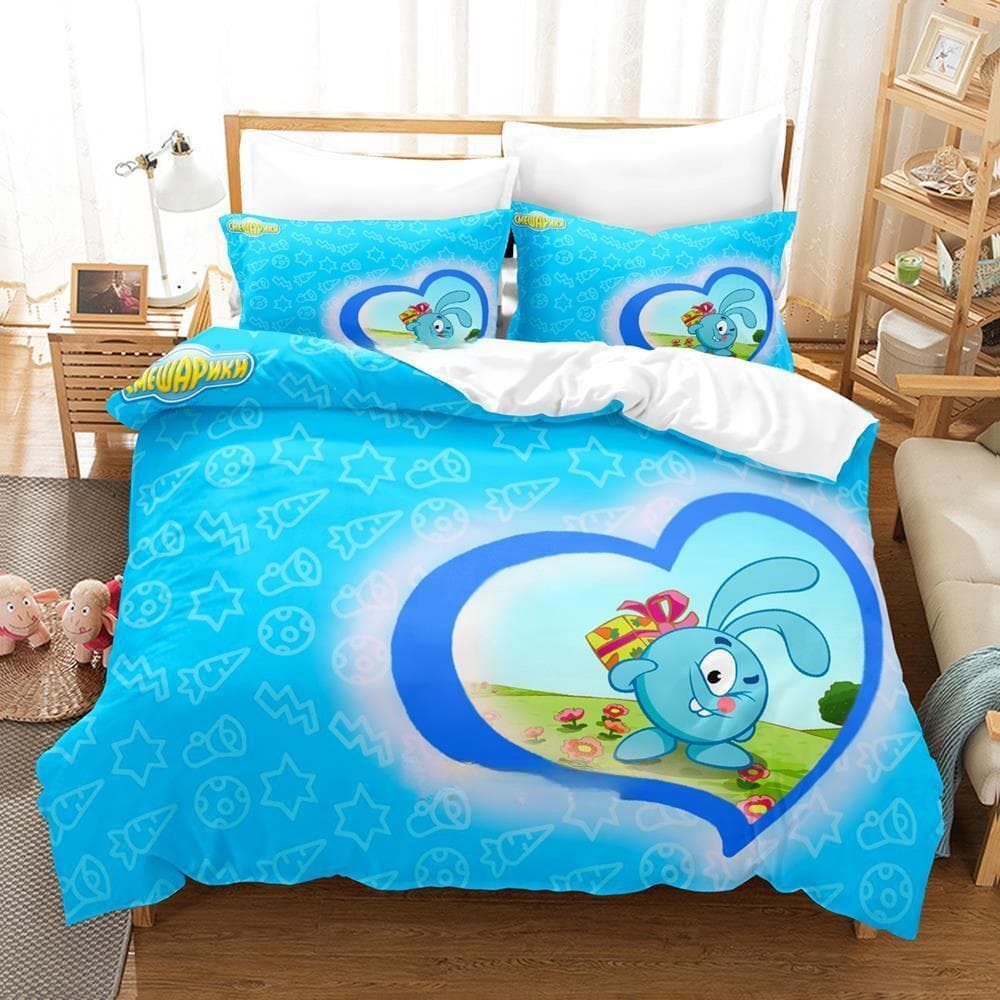 Smeshariki Bedding Set Single Twin Full Queen King Size Bed Set Adult Kid Bedroom Duvet cover Sets 3D Print Anime Bed Sheet Set EU King 240x220cm