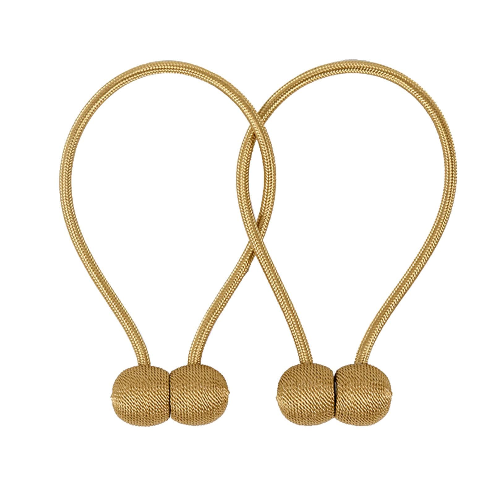Curtain Rope Simple Elegant Pearl Magnetic Polyester Practical Curtain Tieback for Living Room gold