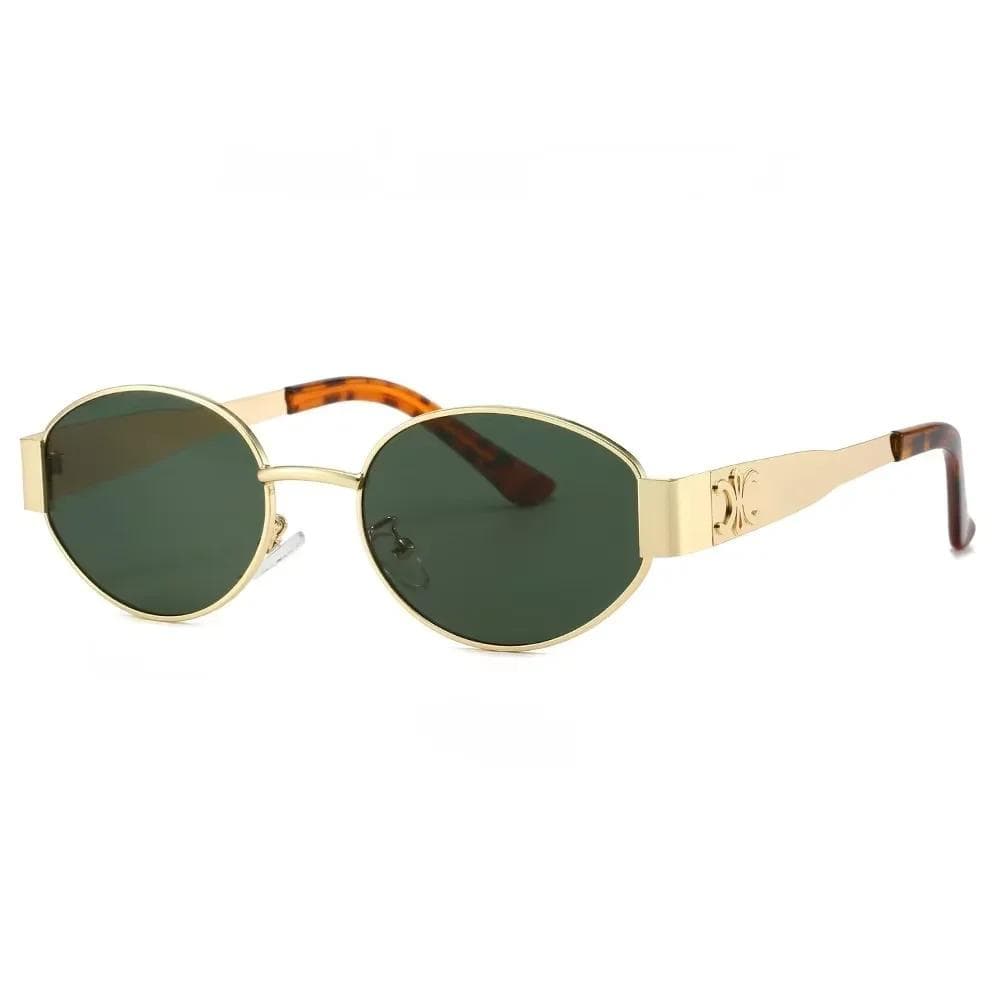 Luxury Metal Brand Sunglasses Unisex Designer Fashion Oval Stylish Eyewear Shades UV400 Protection