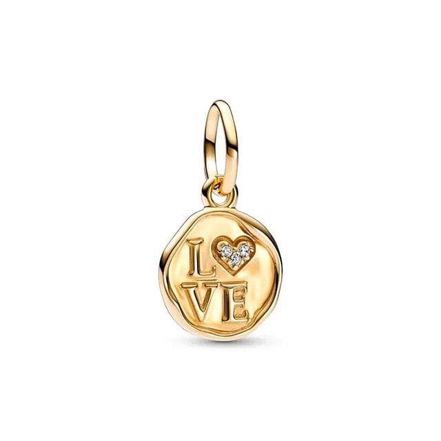 14k Gold Plated S925 Silver Love Letter Envelope Dangle Charm Bead Fit Original Bracelets Women Jewelry Gift DIY