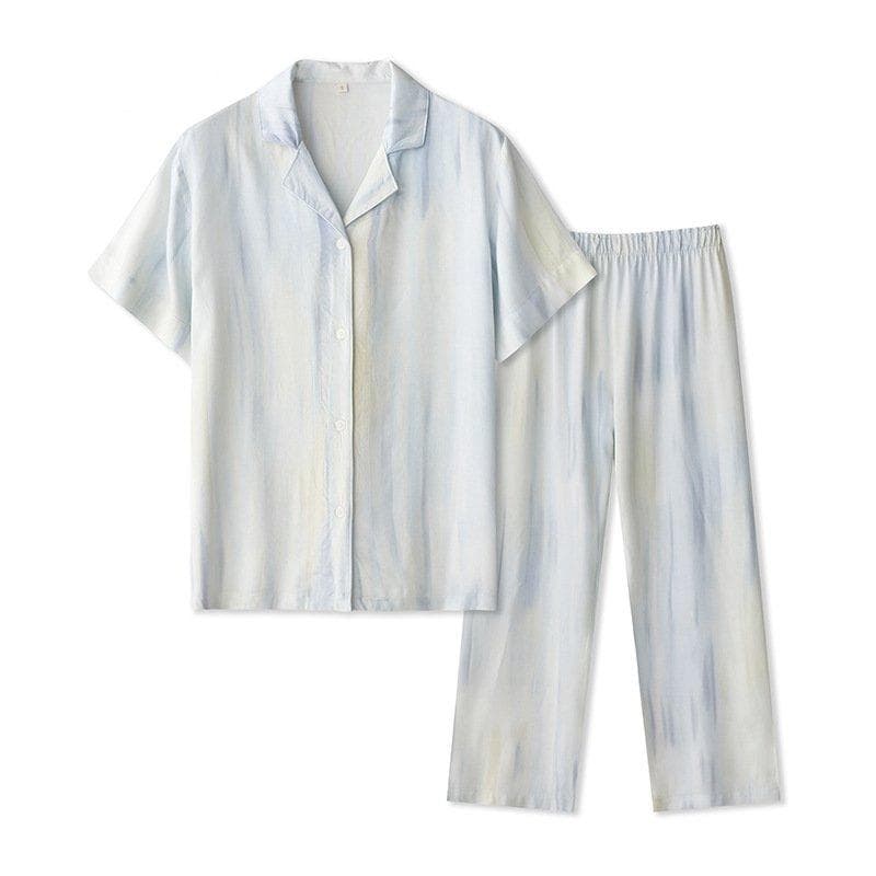 New Satin Diamond Summer Refreshing and Comfortable Short-sleeved Trousers Women's Pajama Set Home Pajama Set XL