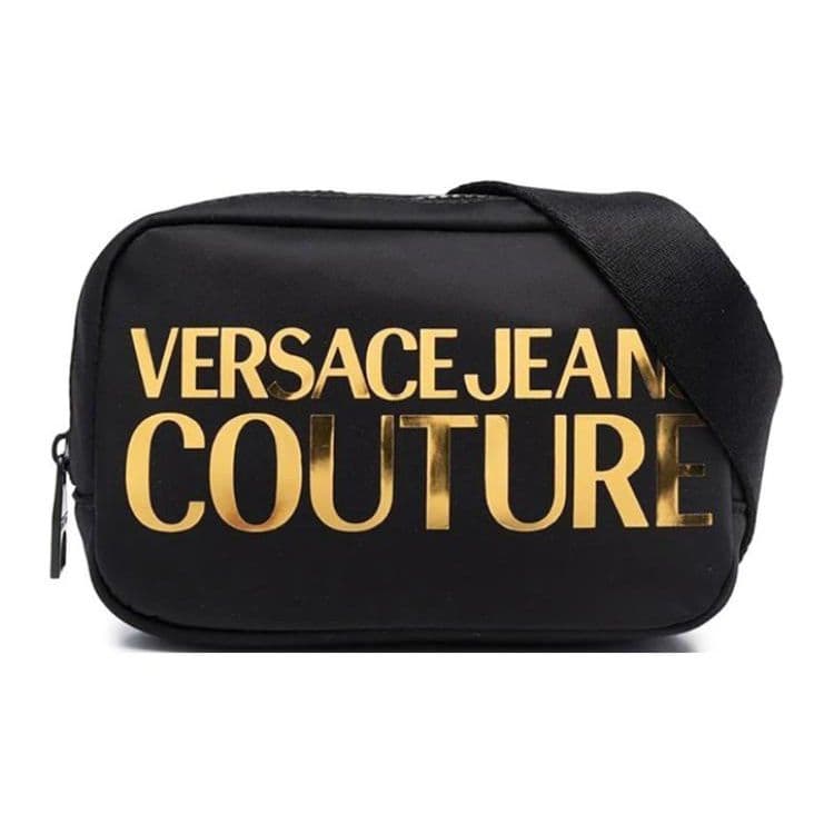 Versace Jeans Couture Front Metal Letter Print Adjustable Waist Belt Zipper Closure Nylon Polyurethane Waist Bag Men Waist Bag 72YA4BF2-ZS279-899 Basic Set (Bag+Dust Bag)