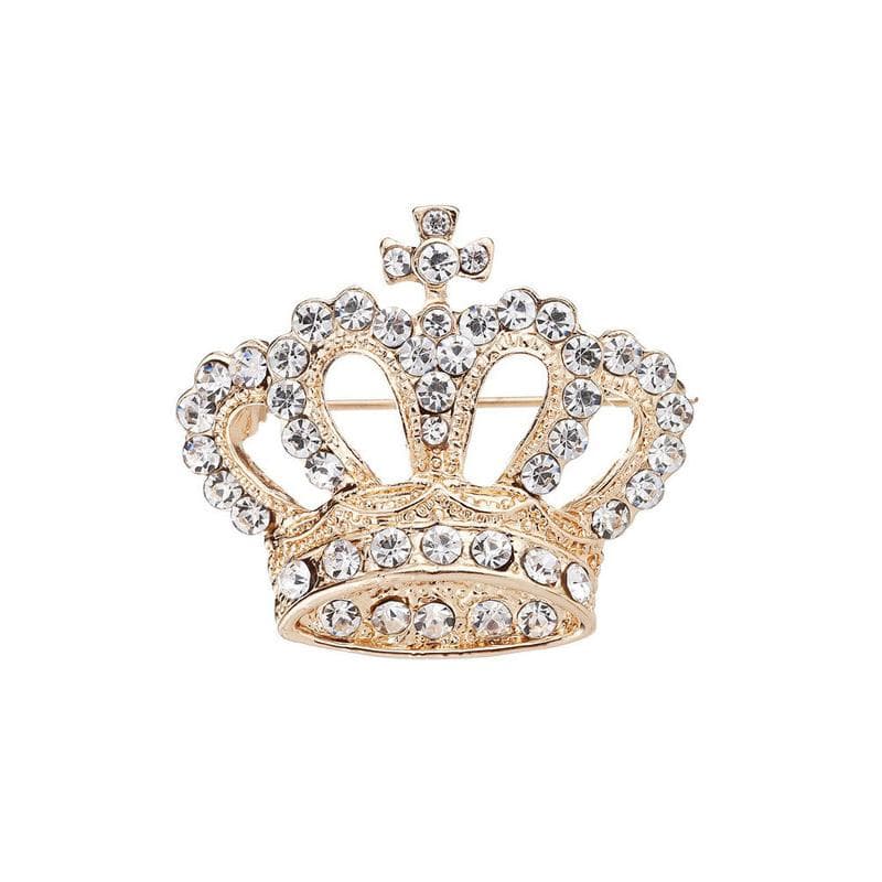 Luxury Rhinestone Crown Brooch Pin for Women Men Lapel Pins Suit Shirt Collar Badge Corsage Brooches for Men Jewelry Accessories gold