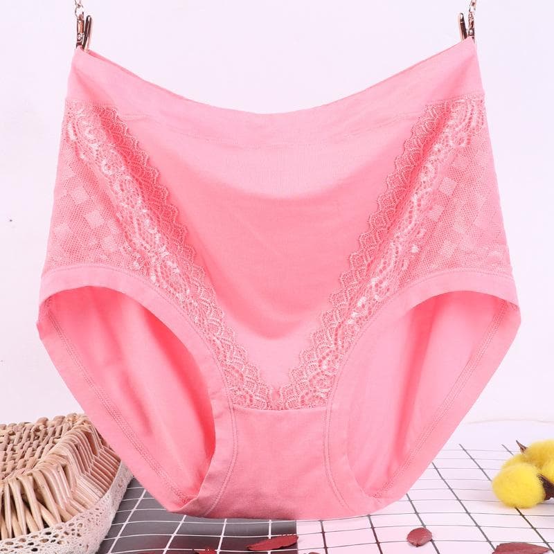 Plus Size Ladies Underwear Panties Solid Color Soft Breathable Underpants Middle Aged Briefs XL cherry pink
