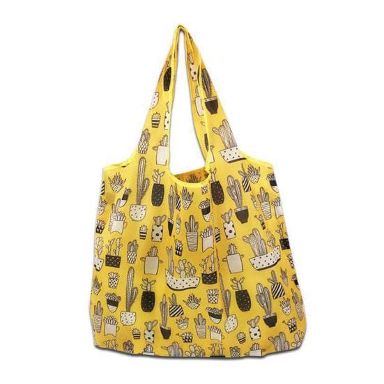 Practical Eco-friendly Keep Tidy Easily Cleaning Flower Pattern Shopping Bag Outdoor Handbag for Mall Beach Tote yellow