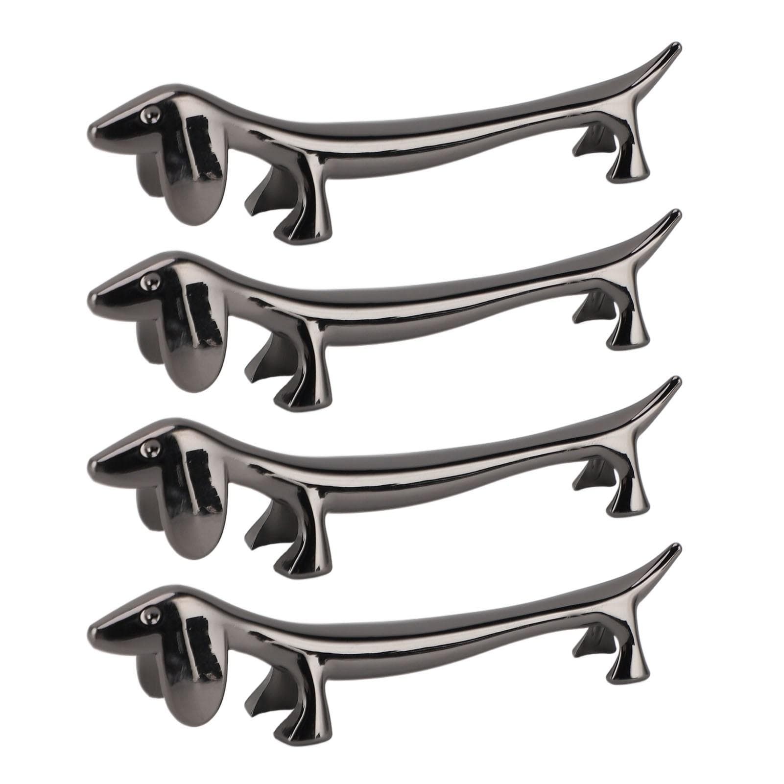 4 PCS Chopstick Rest Zinc Alloy Plating Reusable Dinner Spoon Stand for Holding Spoon Fork Rose Black Sausage Dog
